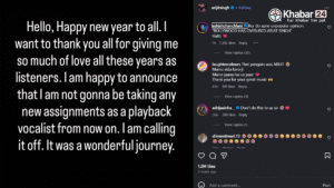 Arijit Singh viral post about retirement from playback singing with fans reaction